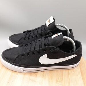Nike Shoes Womens 9.5 Court Vision Low Black White Canvas Sneakers CZ0294-001